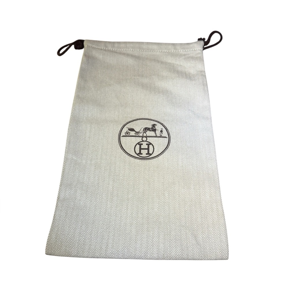 Hermes White Drawstring Pouch